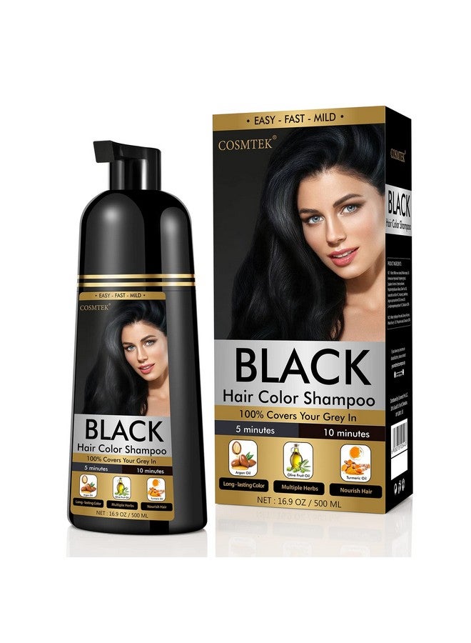 COSMTEK Black Hair Dye Shampoo Permanent For Men&Womenhair Color Shampoo For Gray Hair Coverage And Beard3In1 Shampoo For Color Treated Hairlasts 30 Days500Mlammoniafreenatural Herbal - Image 1