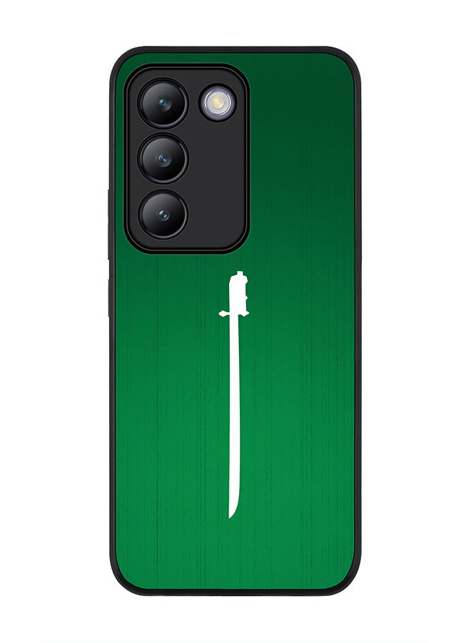 Stylizedd Rugged Black edge case for Vivo V30 Lite 5G, Slim fit Soft Case Flexible Rubber Edges Anti Drop TPU Gel Thin Cover -  Sword Of Saudi - Image 1