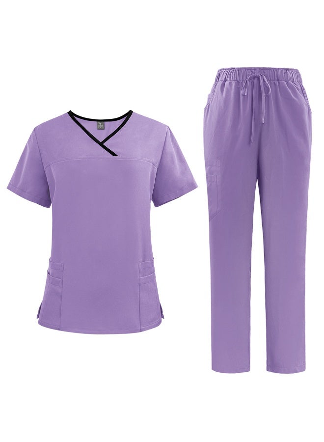 NIBEMINENT Solid Color Breathable Nursing Scrubs Women Uniforms Elasticity Pet Clinic Nurse Workwear Medical Doctor thin Clothing - Image 1