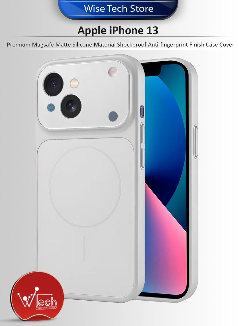 دبليو تيك غطاء حماية لهاتف آبل آيفون 13 2021 بكماليات Magsafe من السيليكون المطفأ مقاوم للصدمات مع تشطيب مضاد لبصمات الأصابع (MCRPSN) - فضي - Image 1