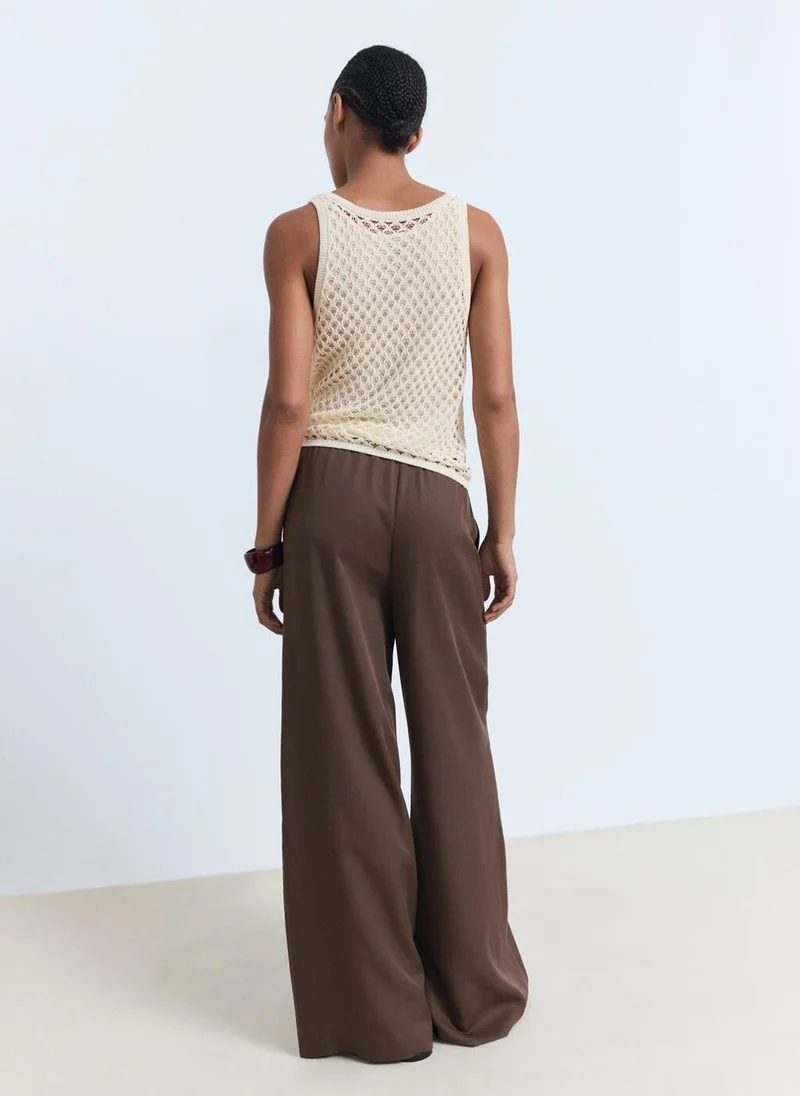 مانجو Lyocell wide leg trousers with drawstring