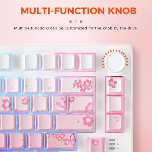 DAREU EK75PRO Sakura Pink Wireless Mechanical Keyboard,75% Hot Swap Creamy Gaming Keyboard with Knob,RGB Backlit,Gasket Custom Structure,Side Printed PBT Keycaps,2.4Ghz/BT5.1/USB-C, for Win/MAC - Image 5