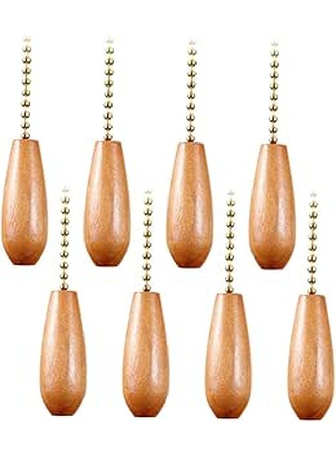 Wooden Chain Pendant Chandelier Ceiling Fan With Light Kit 8 Pieces Living Room Decor - Image 1
