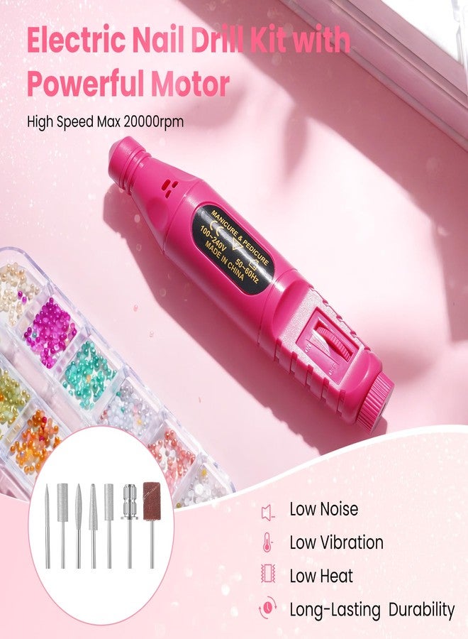 Deciniee Nail Kit for Beginners with Everything: Professional Acrylic Powder Liquid Set with Drill U V Light Practice Finger in Cosmetic Bag for Women Salon Home (Double-Layer Pink) - Image 3