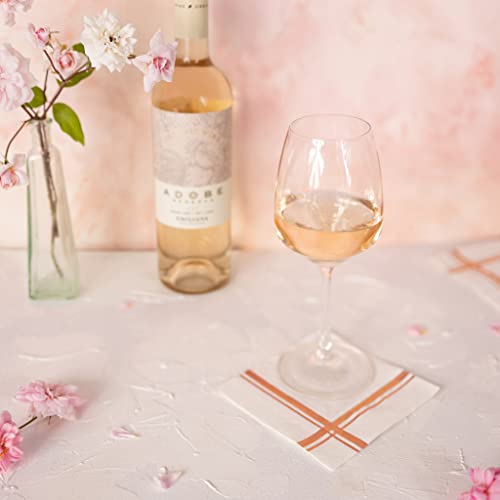Fanxyware Rose Gold on White Cocktail Napkins - 100 Pack, 5" x 5", 3-Ply Paper - Style Name: Blissful Crossing - Image 3