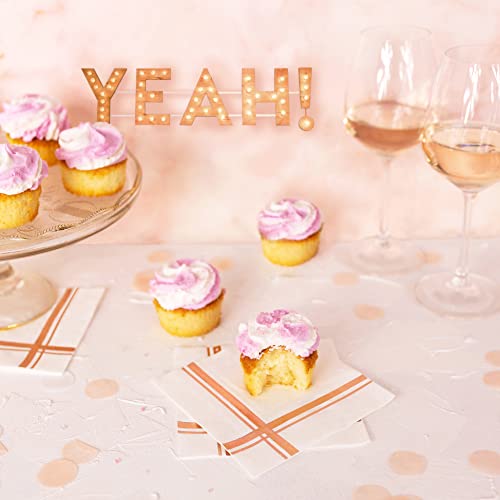 Fanxyware Rose Gold on White Cocktail Napkins - 100 Pack, 5" x 5", 3-Ply Paper - Style Name: Blissful Crossing - Image 4