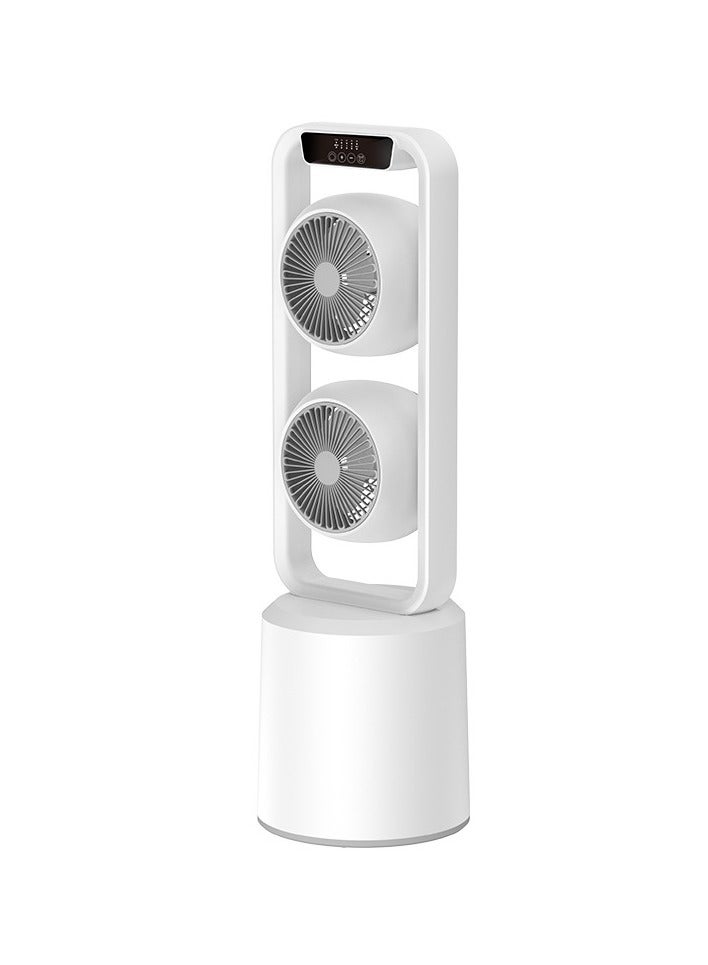 Dual-Layer 3D Air Loop Cooling Rechargeable Pedestal Tower Fan with Remote Control English Operating Table and Stand  - Image 1