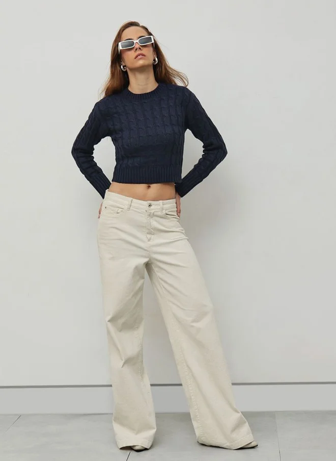 STREET 9 Navy Blue Cable Knit Pullover for Women