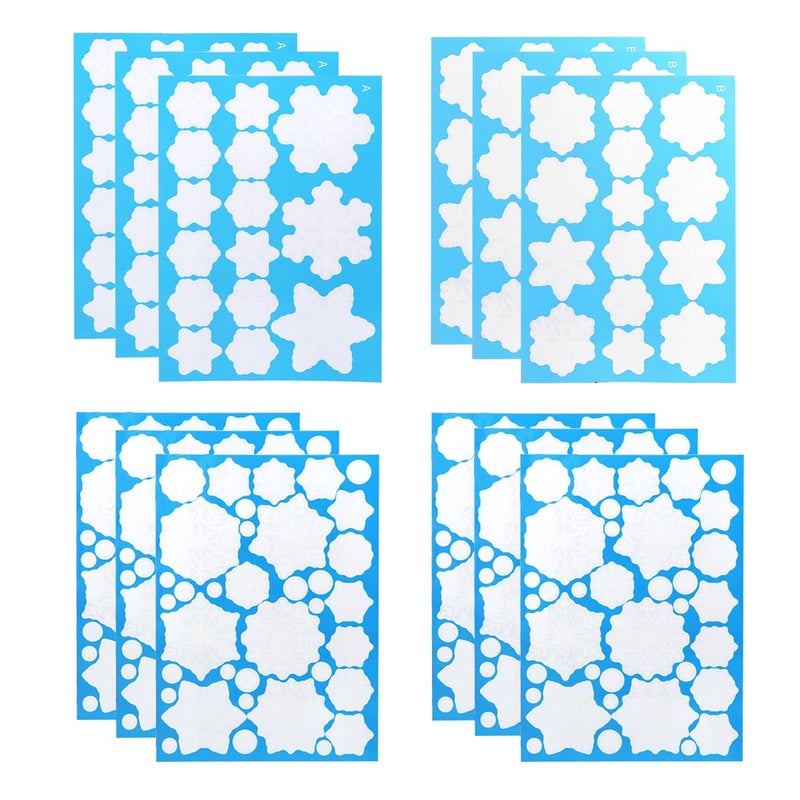 دي سي-بيوتيفُل DC-Beautiful 318 PCS عيد الميلاد الثلج الثلج clings الديكور مجموعة أبيض عيد الميلاد ملصقات نافذة النافذة الشتاء رقائق الثلج clings الحفلة شارات (12 ورقة) - Image 3