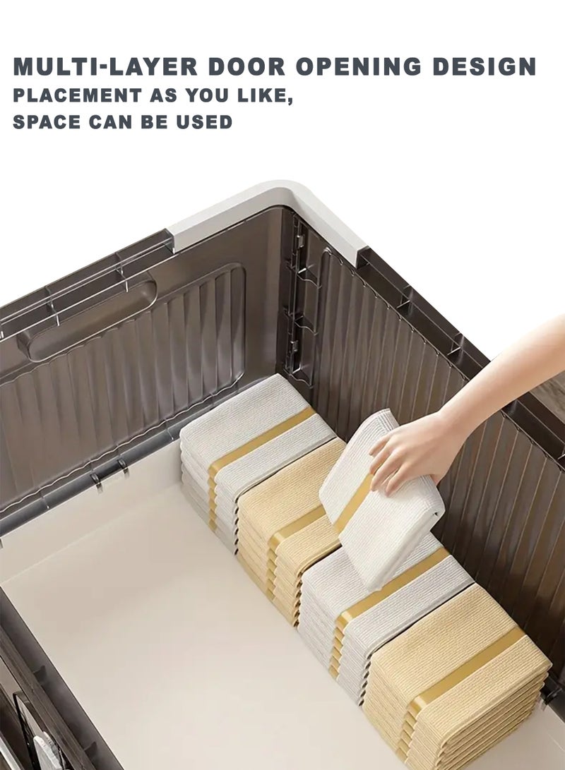 Toshionics 4 Tier Plastic Storage Cabinet – 70x34x135 cm - Multi-Layer Foldable Portable Storage Bins with Rolling Wheels, Collapsible, Stackable Clothes Organizer with Magnetic Double-doors Transparent Plastic Closet Quilt Organizer with Secure Lids and Lockable Casters Home Storage Box for Clothes, Kitchen, Pantries, Utensils, Cupboard for Toys, Snacks - Home Decor Organizer, Office Supplies, Bedroom, Bathroom Toiletries and Amenities Versatile Spacious Storage Rack- Available in Various Sizes and Layers - Image 5