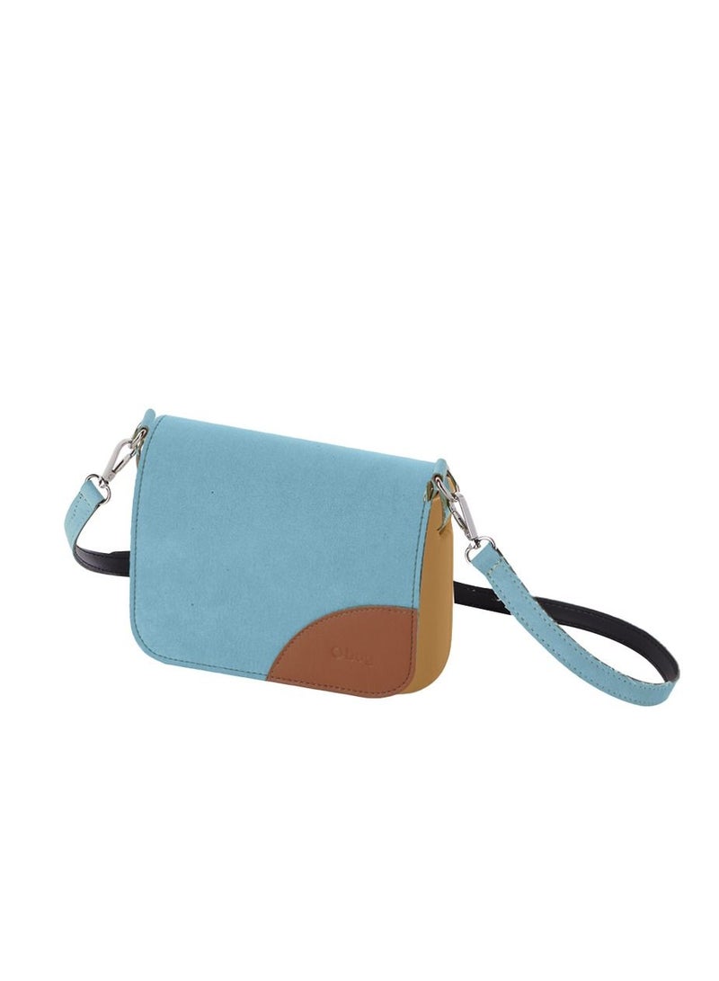 O bag O pocket Cross Body Bag with Flap & Eco Leather Shoulder Strap in Aqua Sand - Image 1