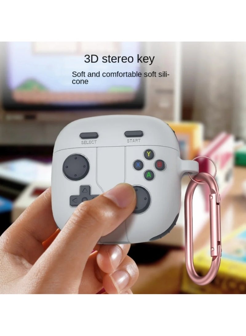 3D cartoon game console design case, compatible with Huawei Freebuds SE2 case, suitable for both men and women, comprehensive protection against falls, soft washable material. Hook and clasp -Grey - Image 5