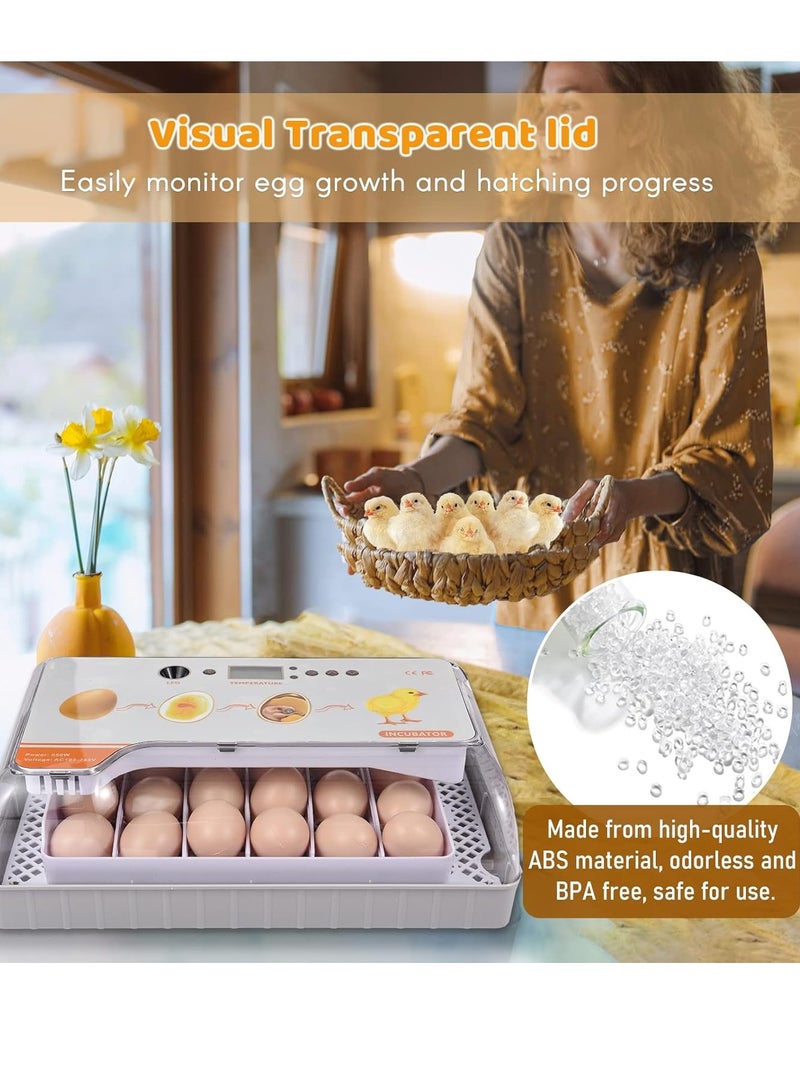 Generic Digital Egg Incubator 20 Eggs Poultry Hatcher with Auto Egg Turning Temperature Control LED Light Temperature Humidity Alarm Incubator for Chicken Ducks Bds Eggs  - Image 2