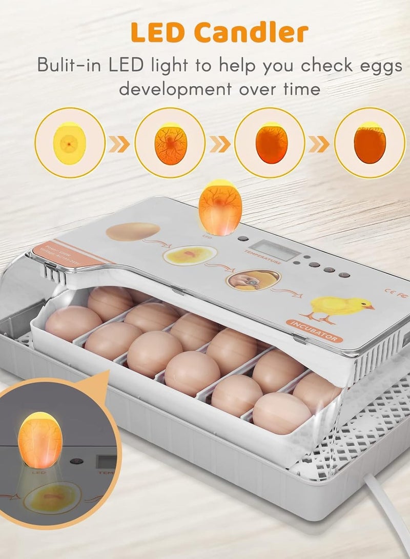 Generic Digital Egg Incubator 20 Eggs Poultry Hatcher with Auto Egg Turning Temperature Control LED Light Temperature Humidity Alarm Incubator for Chicken Ducks Bds Eggs  - Image 3
