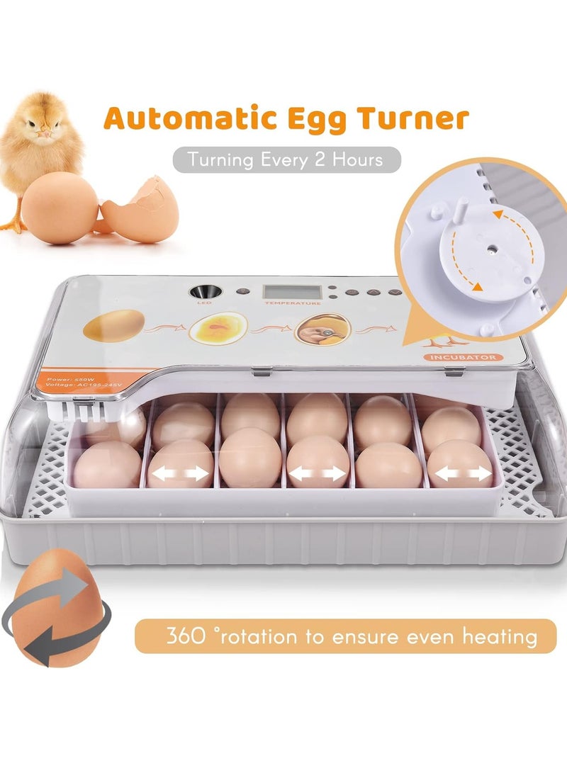 Generic Digital Egg Incubator 20 Eggs Poultry Hatcher with Auto Egg Turning Temperature Control LED Light Temperature Humidity Alarm Incubator for Chicken Ducks Bds Eggs  - Image 4