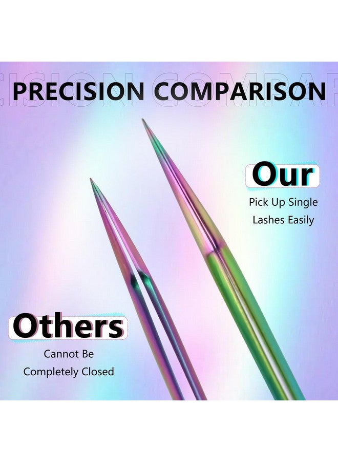 EMEDA 2pcs Eyelash Tweezers, Straight and Curved Tip Volume Tweezers Eyelash Extensions, Tweezers for Lash Extensions, Stainless Steel Lash Tweezers for Lash Artist and Beginners - Image 3