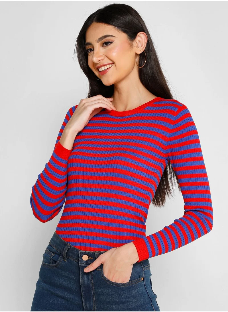 Jacqueline de Yong Striped Knitted Sweater
