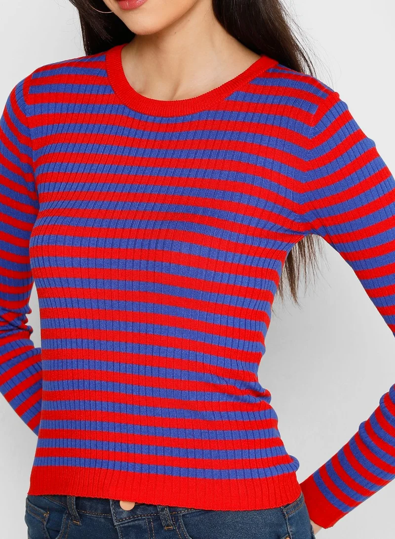 Jacqueline de Yong Striped Knitted Sweater