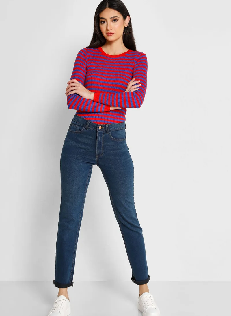 Jacqueline de Yong Striped Knitted Sweater