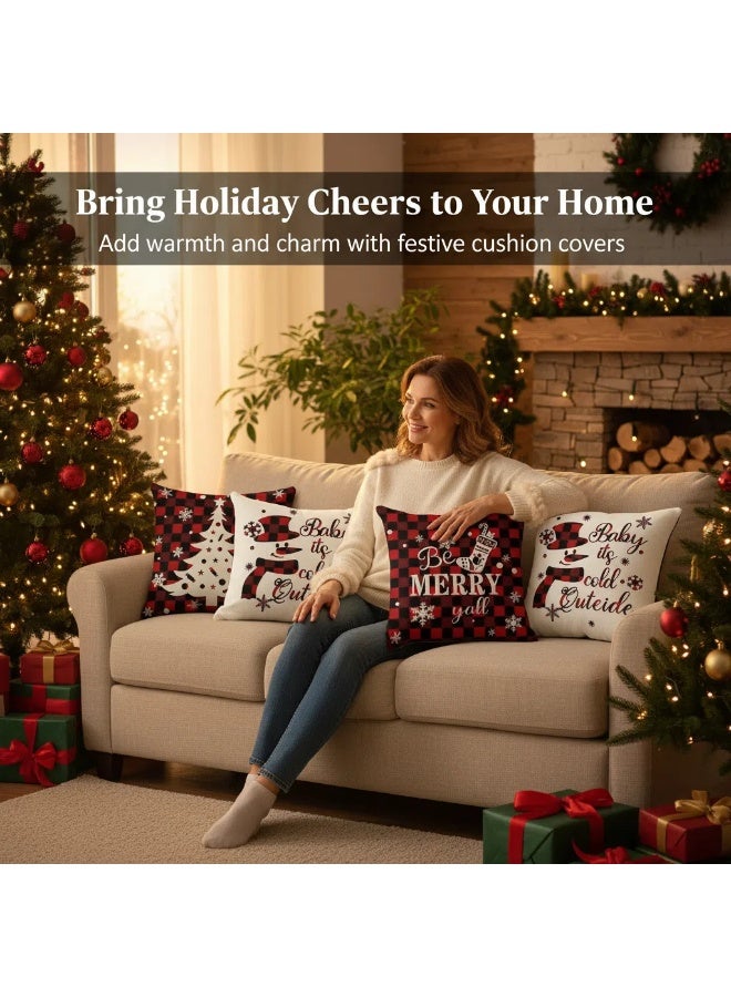 Y&D 4-Piece Christmas Pillow Case Cover Cushion For Home Decor 45x45cm - Image 5