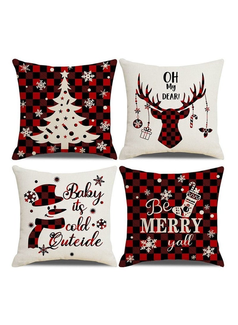 Y&D 4-Piece Christmas Pillow Case Cover Cushion For Home Decor 45x45cm - Image 1