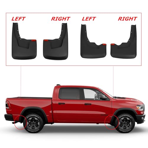 RMOURTEKK Mud Flaps Compatible with Dodge Ram 2019-2023 2024 Ram 1500 (New Body Style) with OEM Fender Flares Custom Front and Rear Mud Guard Set (4pcs-Set) (NOT TRX Model) - Image 4