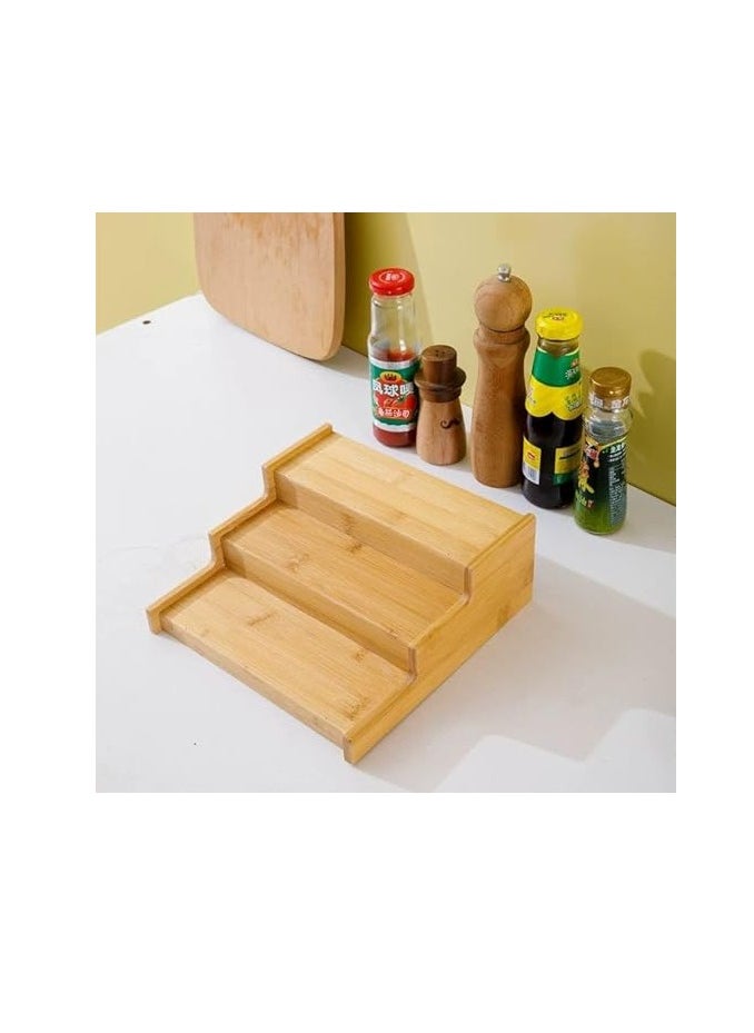 Spaceshoop 3 Tier Bamboo Spice Rack Storage Shelf for Countertop  - Image 2