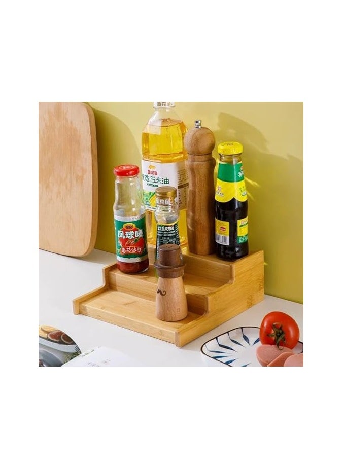 Spaceshoop 3 Tier Bamboo Spice Rack Storage Shelf for Countertop  - Image 4