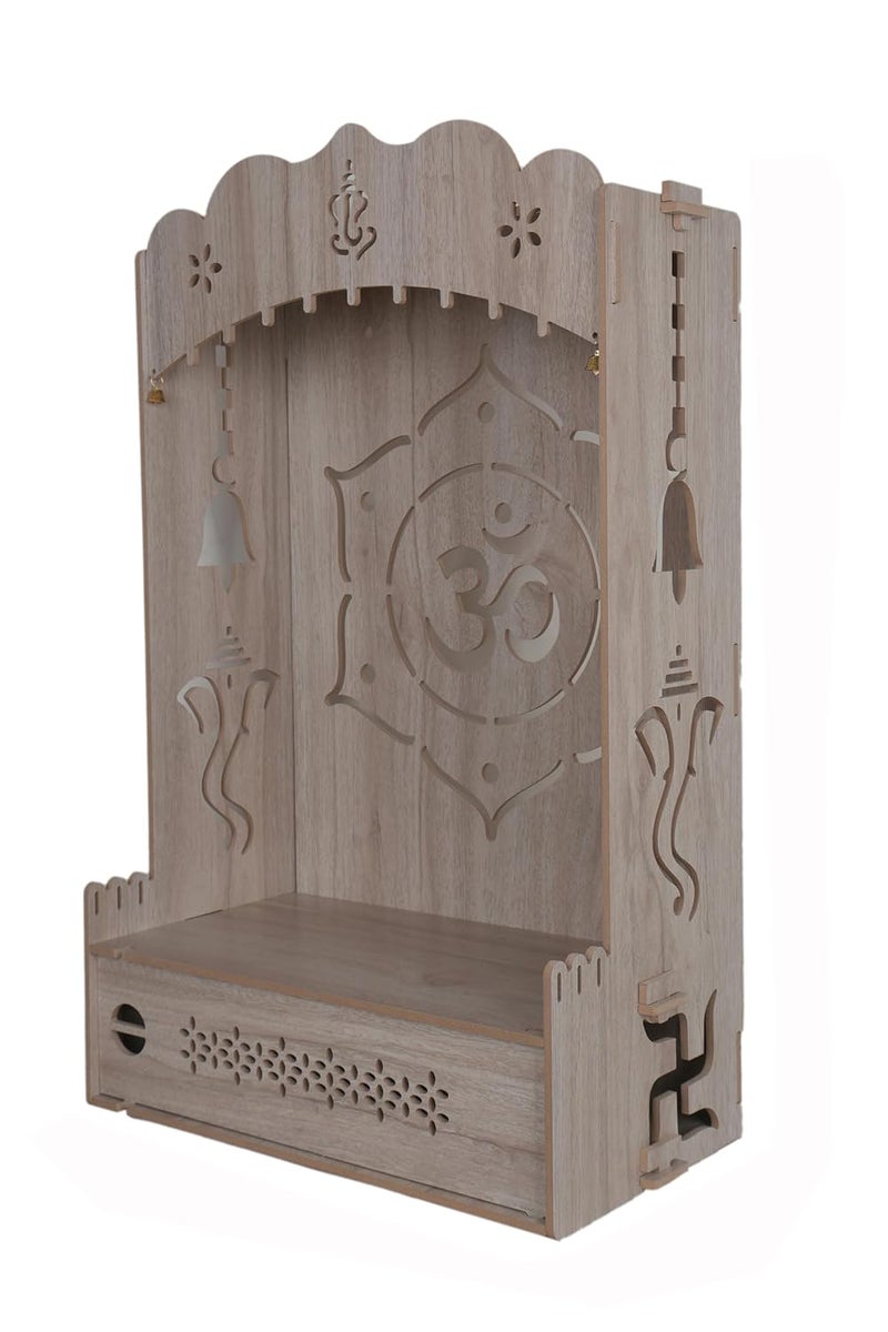 Wooden Polished Temple Om Design Temple for Home and Office Puja Mandir for Home Wall Mounted L15 W10 H24 Inch Light Brown Style_49_G - Image 4