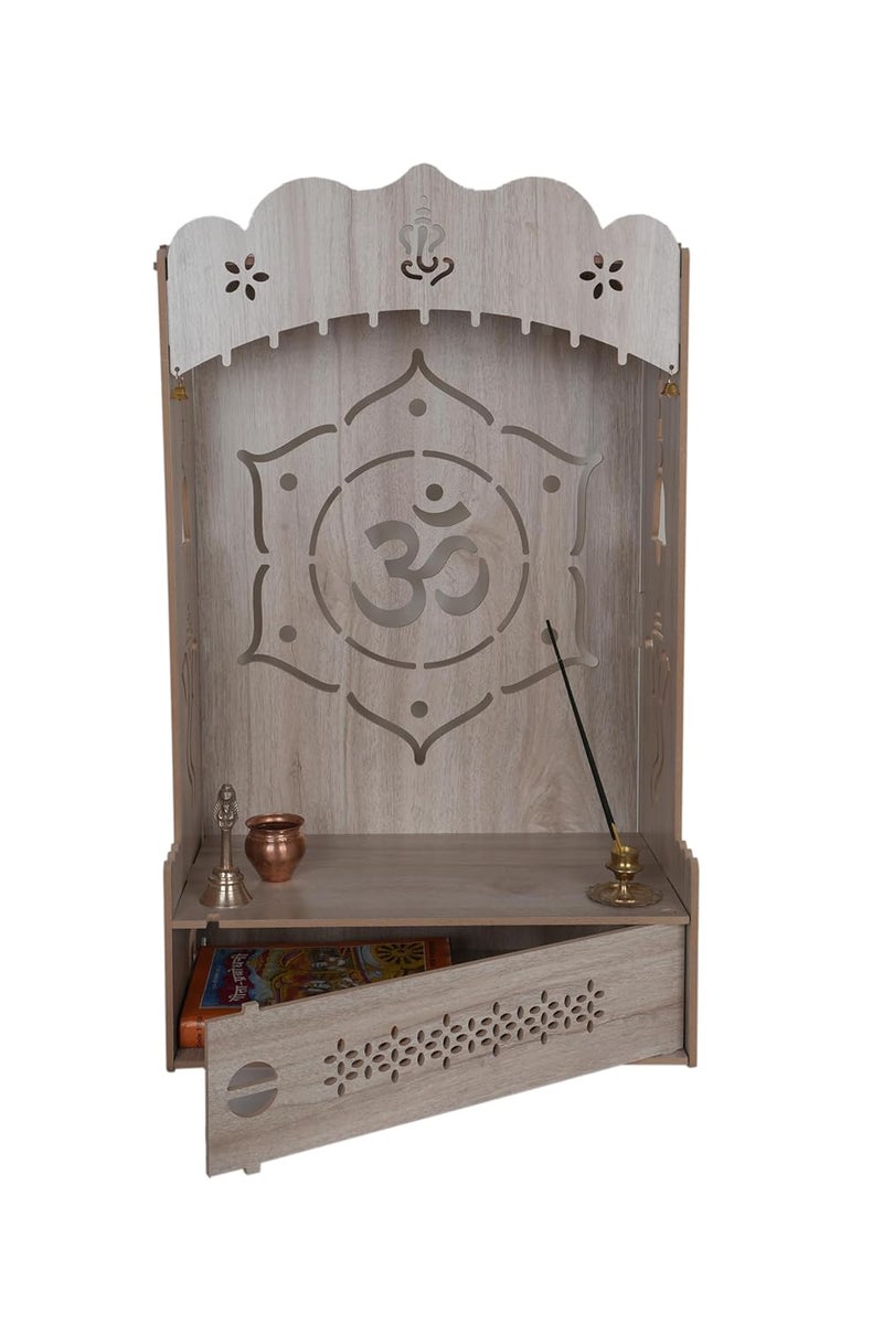 Wooden Polished Temple Om Design Temple for Home and Office Puja Mandir for Home Wall Mounted L15 W10 H24 Inch Light Brown Style_49_G - Image 3