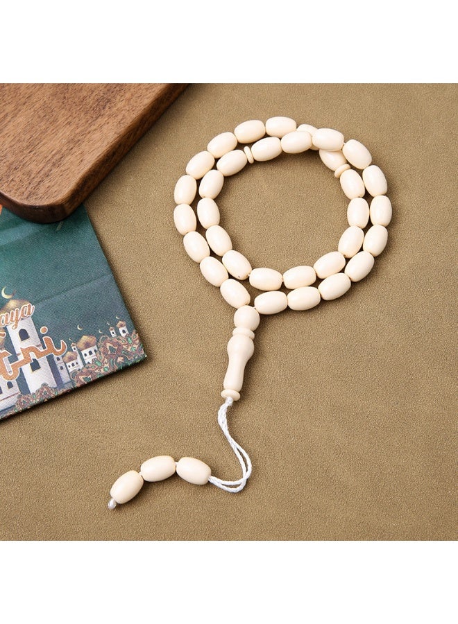 NIBEMINENT 33 Muslim Prayer Beads Milky White/13mm