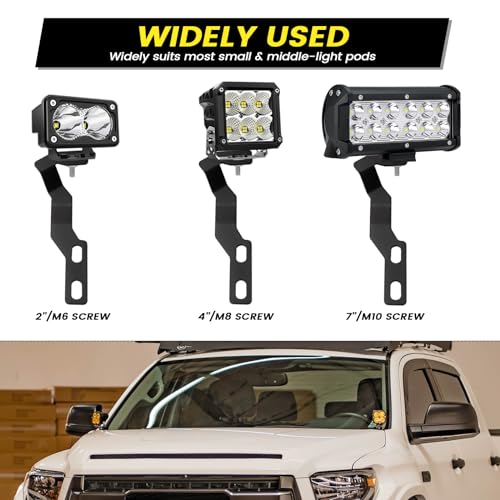 KANGIKX Hood Hinge Ditch Light Mount Brackets for Toyota Tacoma 2016-2021 3rd Gen Auxiliary Offroad Pod Work Light,Toyota Tacoma Hood Mount Brackets Kit-Black. - Image 3