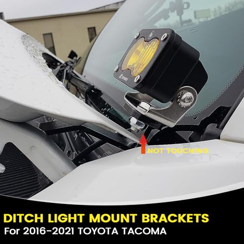 KANGIKX Hood Hinge Ditch Light Mount Brackets for Toyota Tacoma 2016-2021 3rd Gen Auxiliary Offroad Pod Work Light,Toyota Tacoma Hood Mount Brackets Kit-Black. - Image 2
