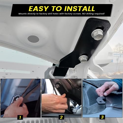 KANGIKX Hood Hinge Ditch Light Mount Brackets for Toyota Tacoma 2016-2021 3rd Gen Auxiliary Offroad Pod Work Light,Toyota Tacoma Hood Mount Brackets Kit-Black. - Image 5