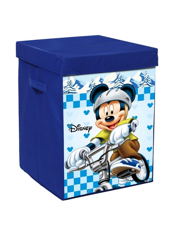 كوبير إندستريز سلة غسيل قابلة للطي بطبعة ميكي ديزني من كوبر إندستريز | سلة تخزين الملابس بمقبض وغطاء، 60 لترًا (أزرق) - Image 1