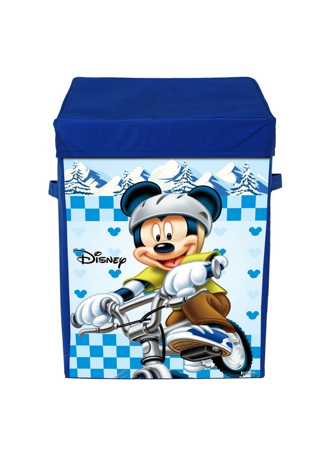 كوبير إندستريز سلة غسيل قابلة للطي بطبعة ميكي ديزني من كوبر إندستريز | سلة تخزين الملابس بمقبض وغطاء، 60 لترًا (أزرق) - Image 2