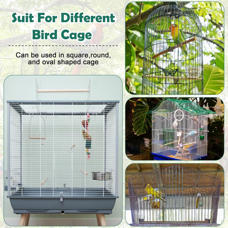 Catcan 2 Pack Bird Cage Cover,Bird Cage Seed Catcher,Heavy Duty Adjustable Nylon Mesh Net,Bird cage Seed Catcher Guard cage Cover for Parrot Parakeet Macaw African(L-94.4’’*14.9’’) - Image 5
