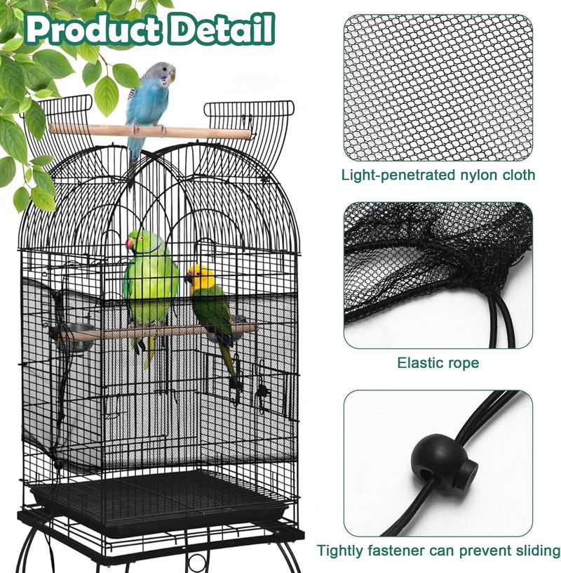 Catcan 2 Pack Bird Cage Cover,Bird Cage Seed Catcher,Heavy Duty Adjustable Nylon Mesh Net,Bird cage Seed Catcher Guard cage Cover for Parrot Parakeet Macaw African(L-94.4’’*14.9’’) - Image 3