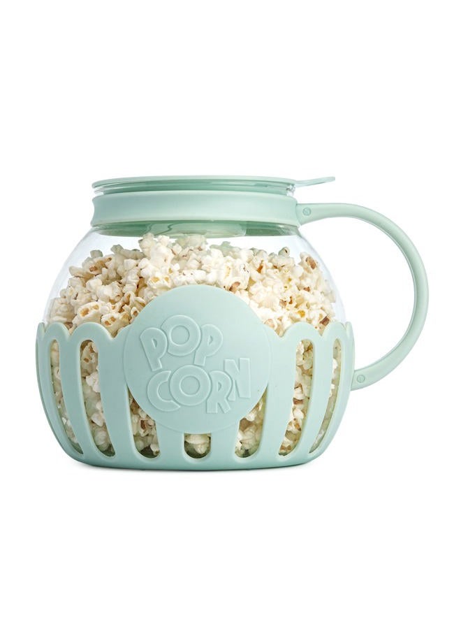 Ecolution Patented Micro-Pop Microwave Popcorn Popper with Temperature Safe Glass, 3-in-1 Lid Measures Kernels and Melts Butter, Made Without BPA, Dishwasher Safe, 3-Quart, Aqua - Image 1