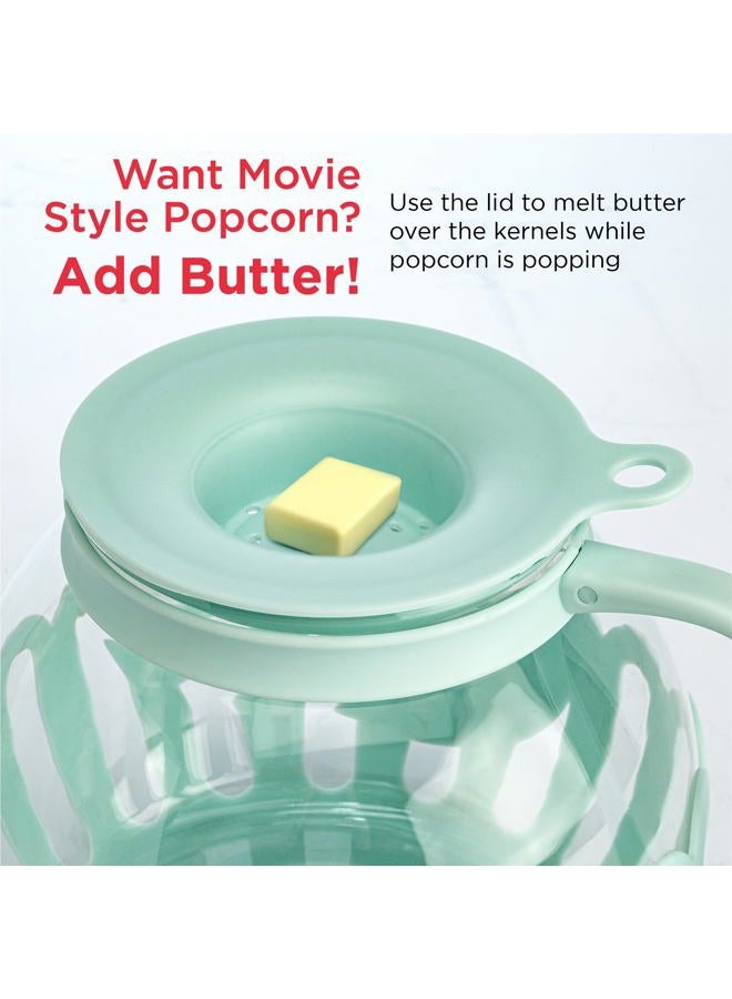 Ecolution Patented Micro-Pop Microwave Popcorn Popper with Temperature Safe Glass, 3-in-1 Lid Measures Kernels and Melts Butter, Made Without BPA, Dishwasher Safe, 3-Quart, Aqua - Image 5