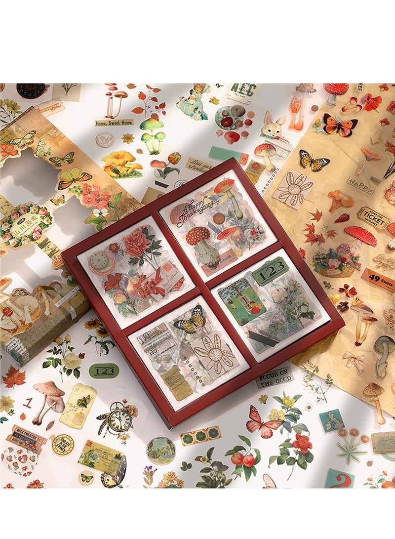KASTWAVE Scrapbook Vintage Plants Flower Sticker Set, for Laptop Scrapbooking Journal Planner Card Making Dairy Decoration - Image 1