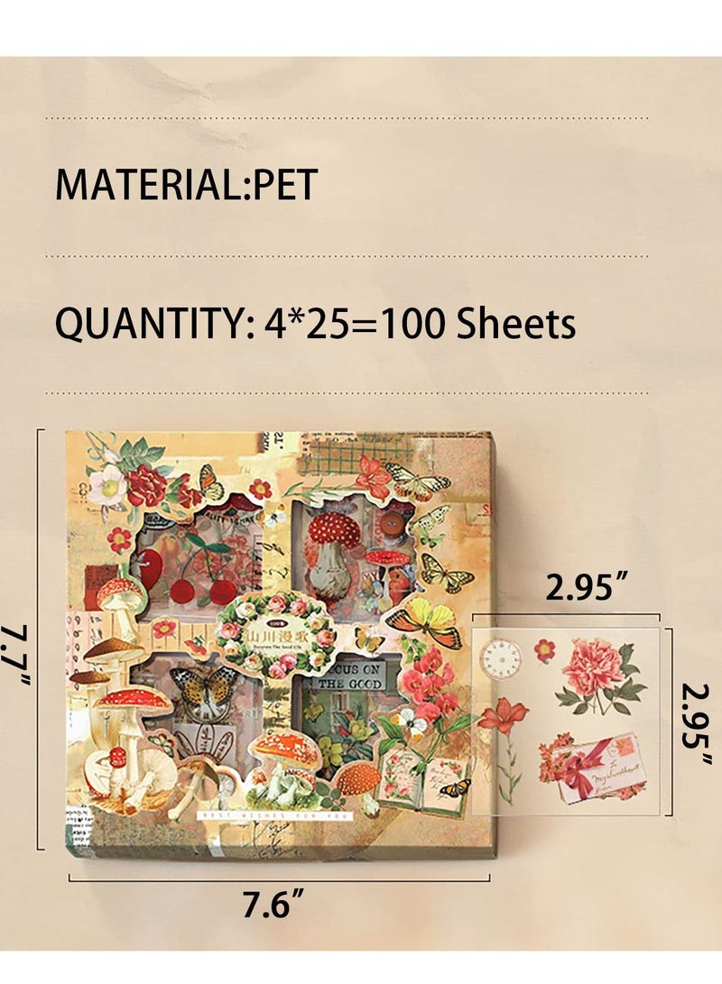 KASTWAVE Scrapbook Vintage Plants Flower Sticker Set, for Laptop Scrapbooking Journal Planner Card Making Dairy Decoration - Image 3