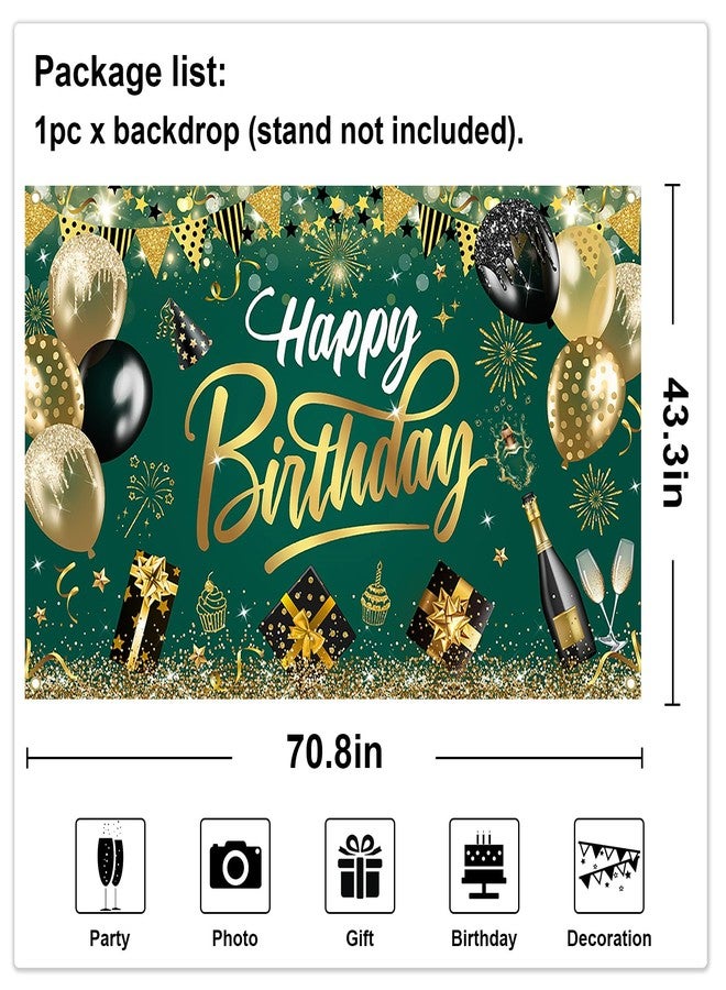 Mocsicka Happy Birthday Banner Green and Gold Happy Birthday Backdrops Glitter Birthday Party Decorations Photo Background for Men Women (Green and Gold) - Image 4