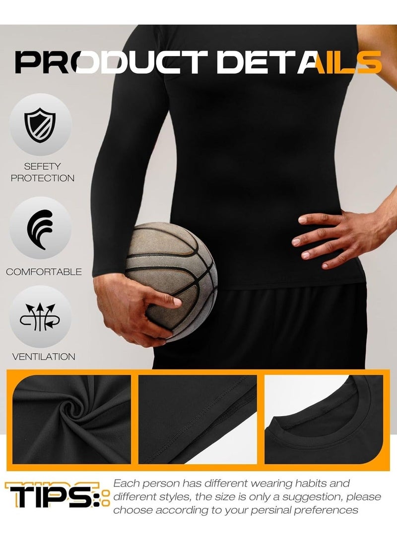 Captaintech 2 Pcs Compression Shirts for Men Long Sleeve, Quick Dry Mens Single Sleeve Compression Shirts, 1/2 Single Arm Athletic Base Layer Undershirt Gear - Image 2