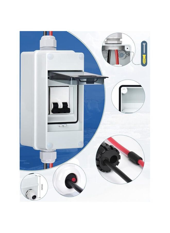 Circuit Breaker Panels, 60 Amp PV Solar Disconnect Switch, DC 400V DIN Rail Circuit Breaker with IP65 Waterproof Box for photovoltaic solar pan el grid-connected system RV solar - Image 2