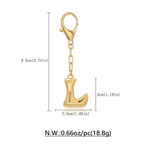 FAUTHENTICUTE Gold Bubble Letter Keychain For Women Gold Plated Initial Letter L Charm For Handbags Personalized Alphabet Keychains Purse Bag Accessories Gift - Image 5
