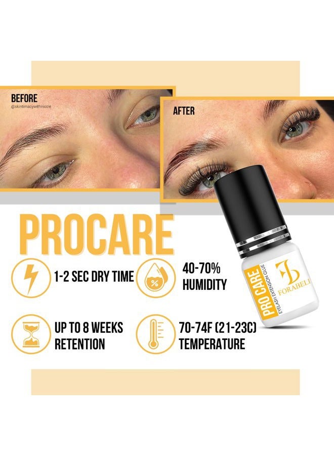 Forabeli Pro Care Lash Extension Glue - 1-2 Sec Fast Dry, 8 Week Retention, Advanced Bonding System, Strong Black Eyelash Adhesive for Professional Use - Image 5