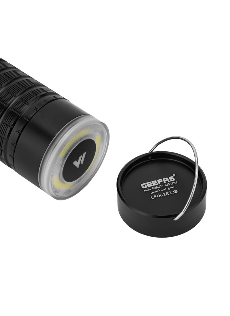 GEEPAS مصباح جيباس LED مقاوم للماء مع بنك طاقة، هيكل من سبائك الألومنيوم، ضوء أبيض LED عالي الطاقة، ضوء أحمر، شحن من النوع C، وقت عمل 24 ساعة، طاقة عالية 25 وات  - Image 4
