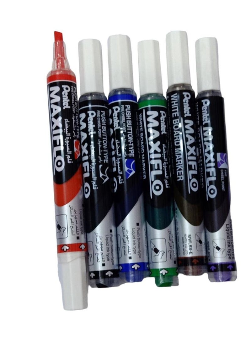 Pentel 6-Piece Maxiflo Whiteboard Marker Set Multicolour - Image 2