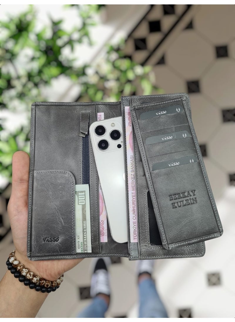VISSO 902 Leather Men's Women's Wallet Handbag with Snap-On Lanyard and Personalized Phone Case  - Image 1